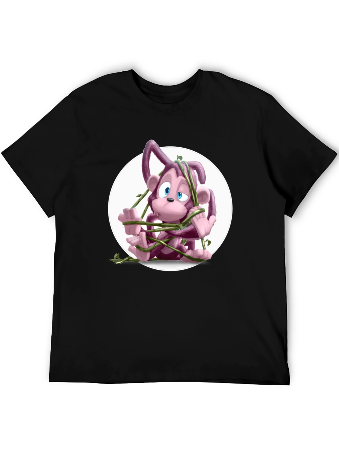Cartoon Monkey Vines Graphic Tee - Casual Cool
