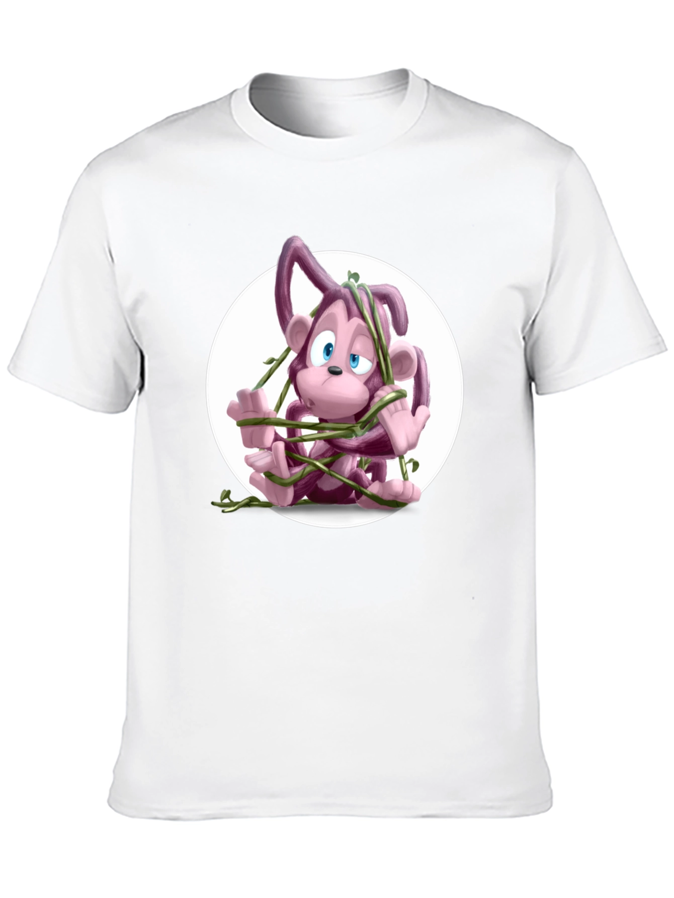 Cartoon Monkey Vines Graphic Tee - Casual Cool