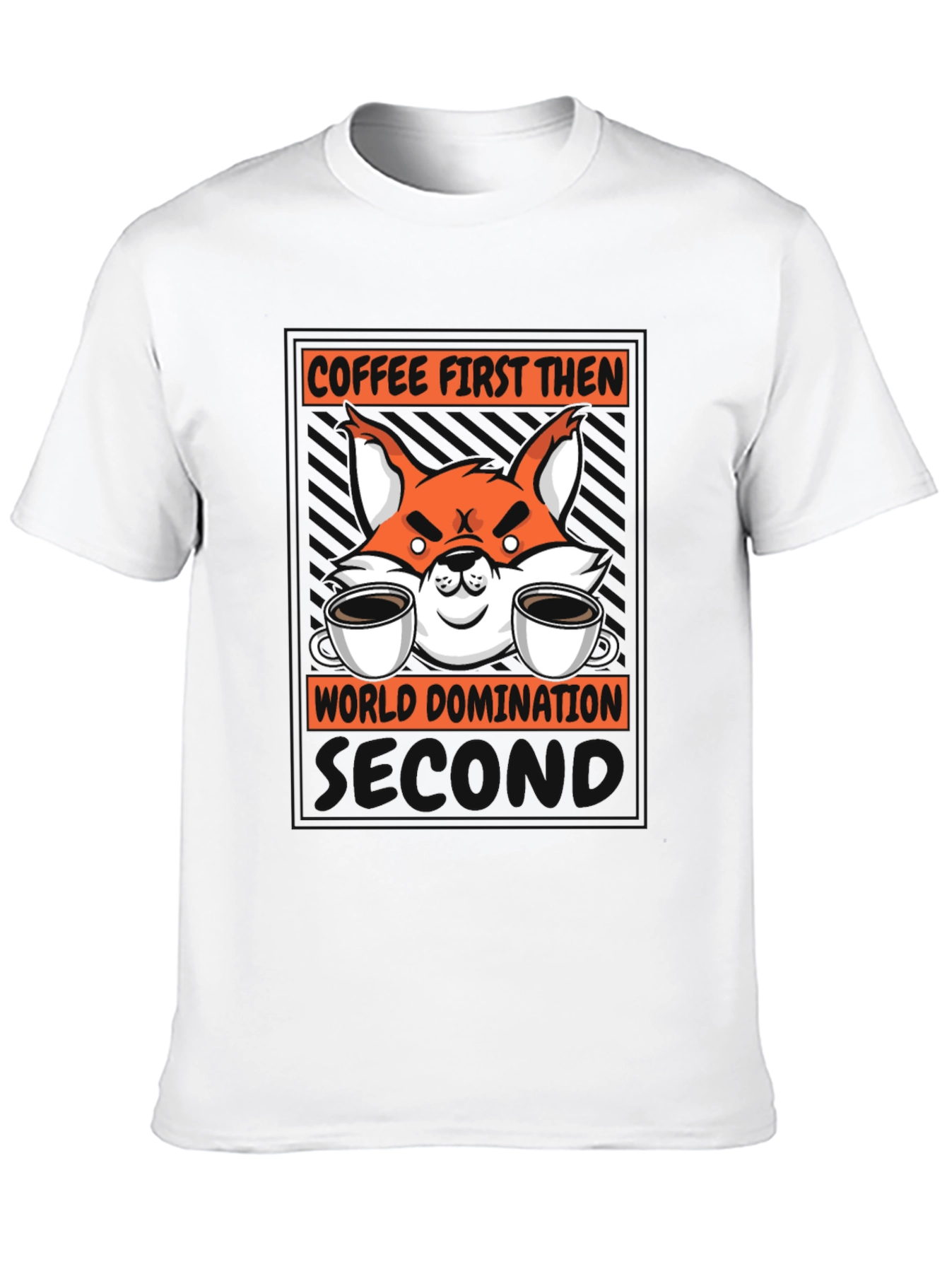 Coffee First Then World Domination Fox Graphic T-Shirt