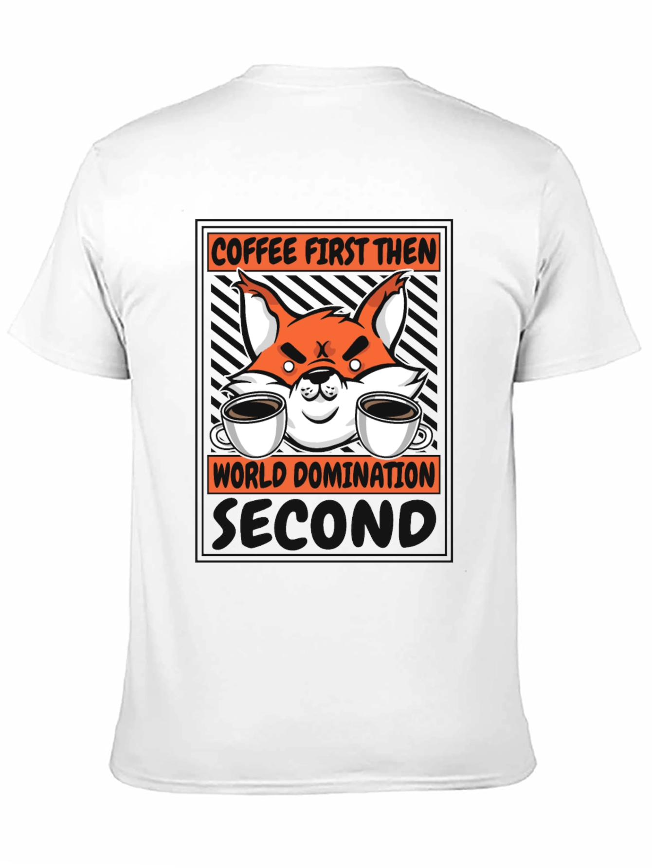 Coffee First Then World Domination Fox Graphic T-Shirt