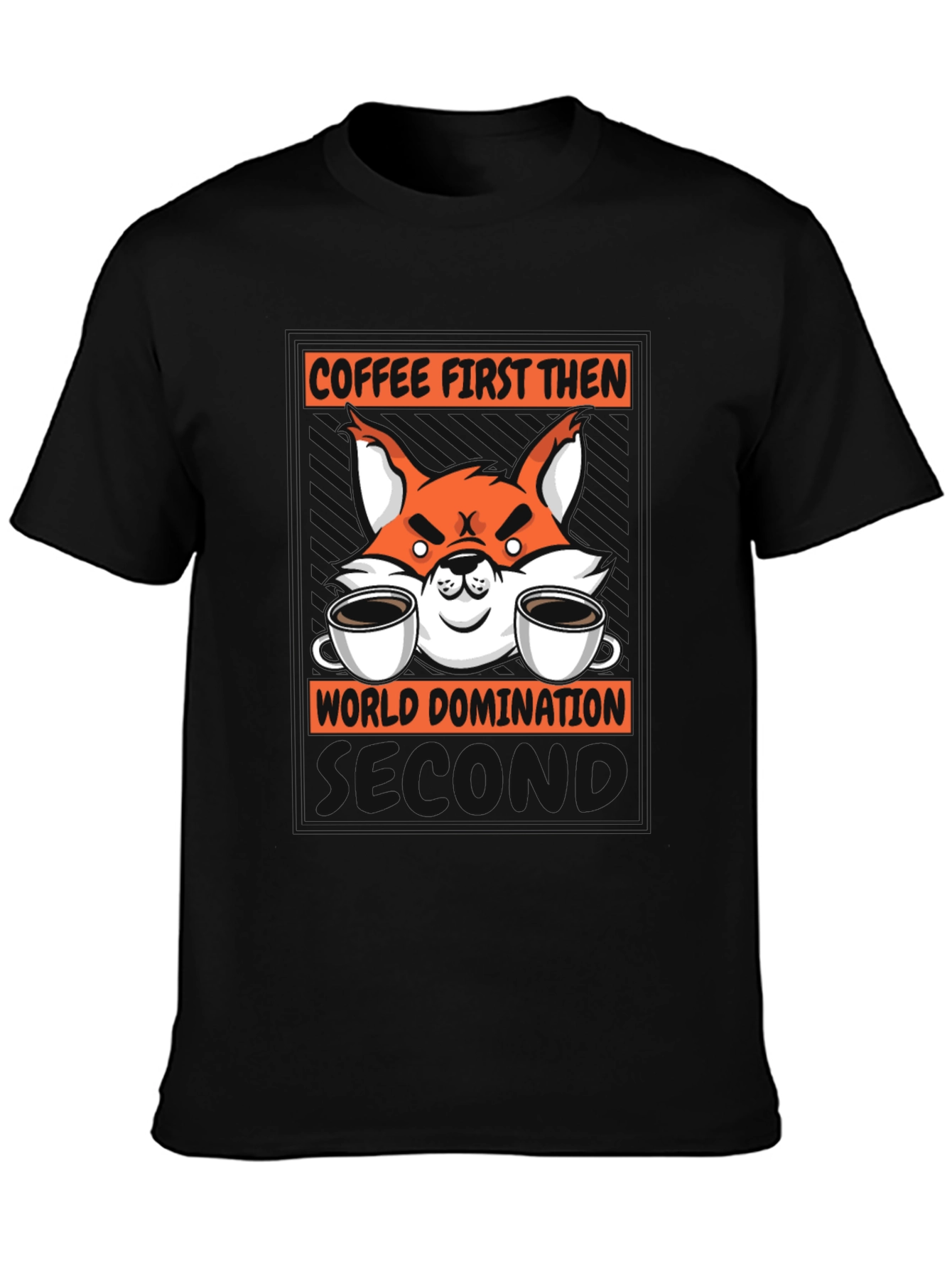 Coffee First Then World Domination Fox Graphic T-Shirt