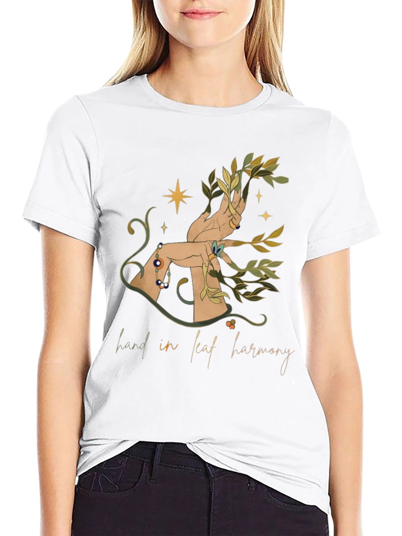 Hand in Leaf Harmony Graphic Tee
