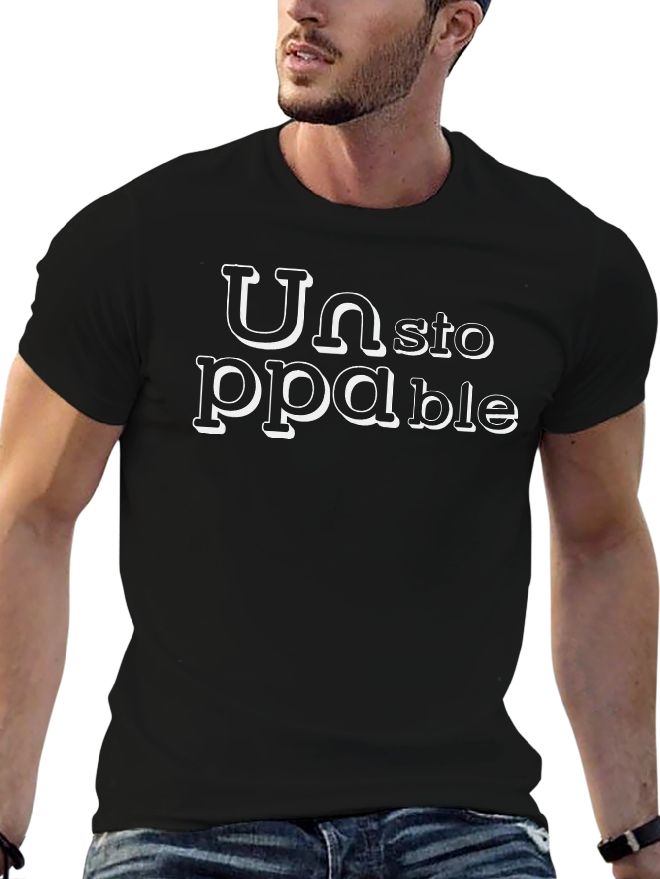 Unstoppable Graphic Tee - Black Cotton Casual Shirt