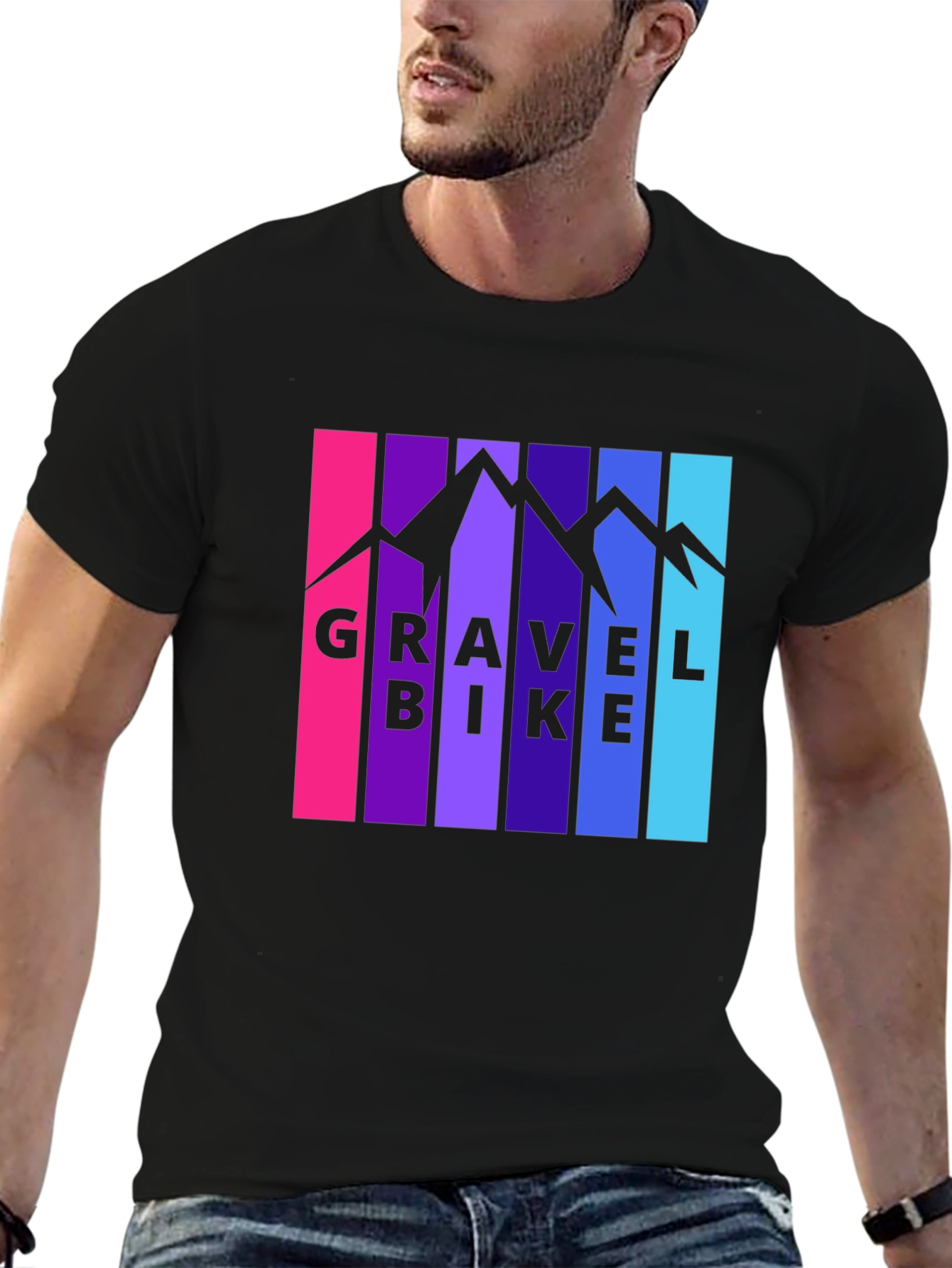 Gravel Bike Mountain Graphic T-Shirt - Black