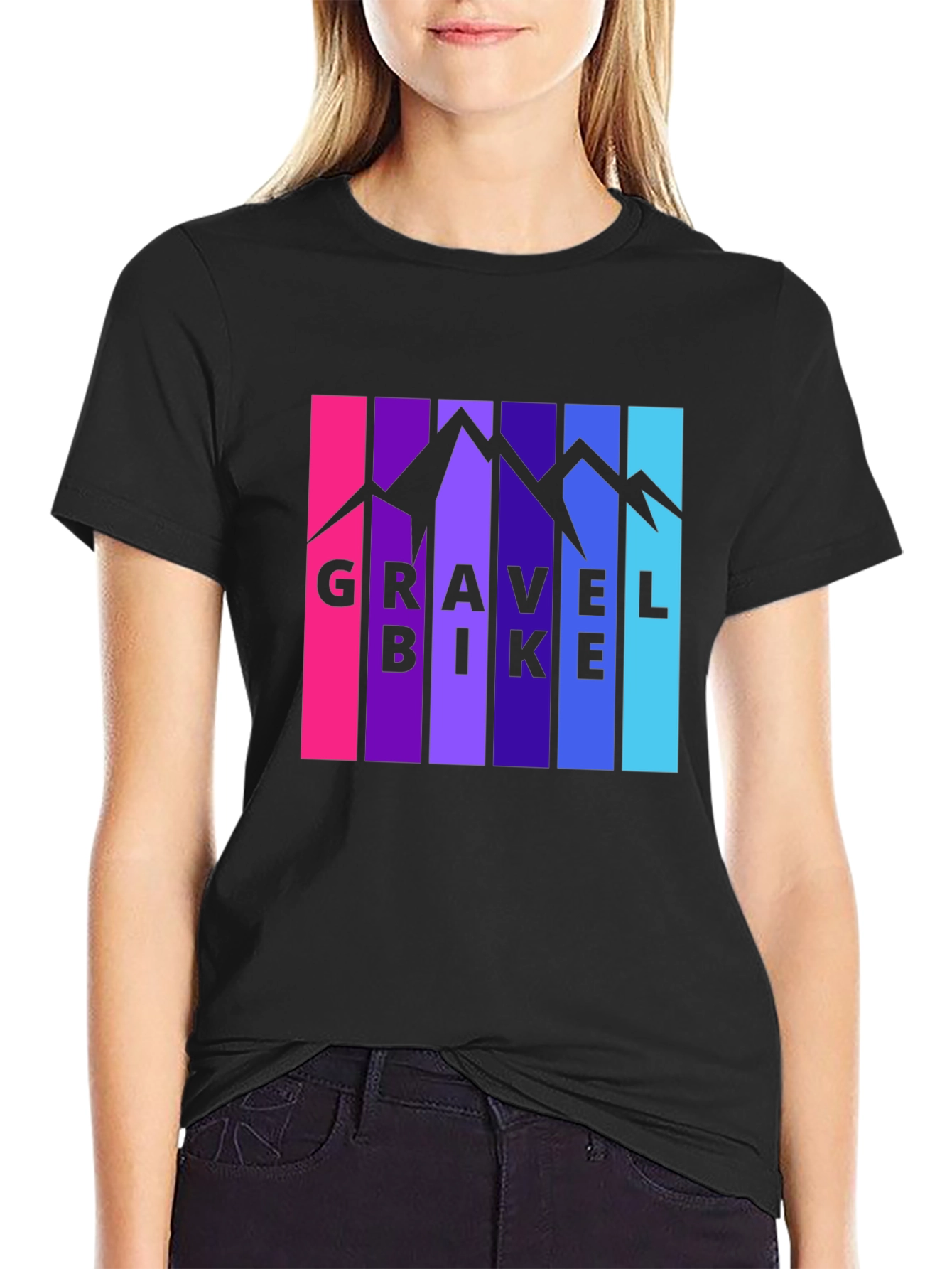 Gravel Bike Mountain Graphic T-Shirt - Black