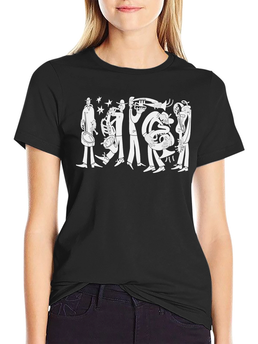 Jazz Band Graphic Tee - Cool Black Cotton T-Shirt