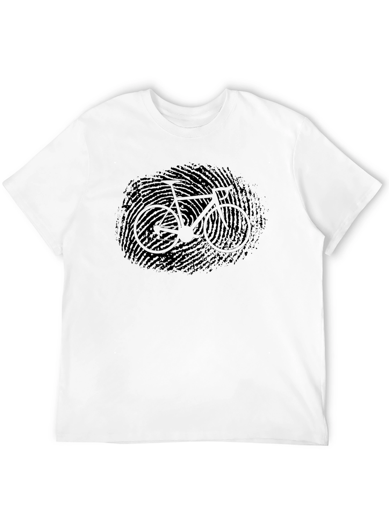 Fingerprint Bicycle Graphic Tee - Black Cotton Blend