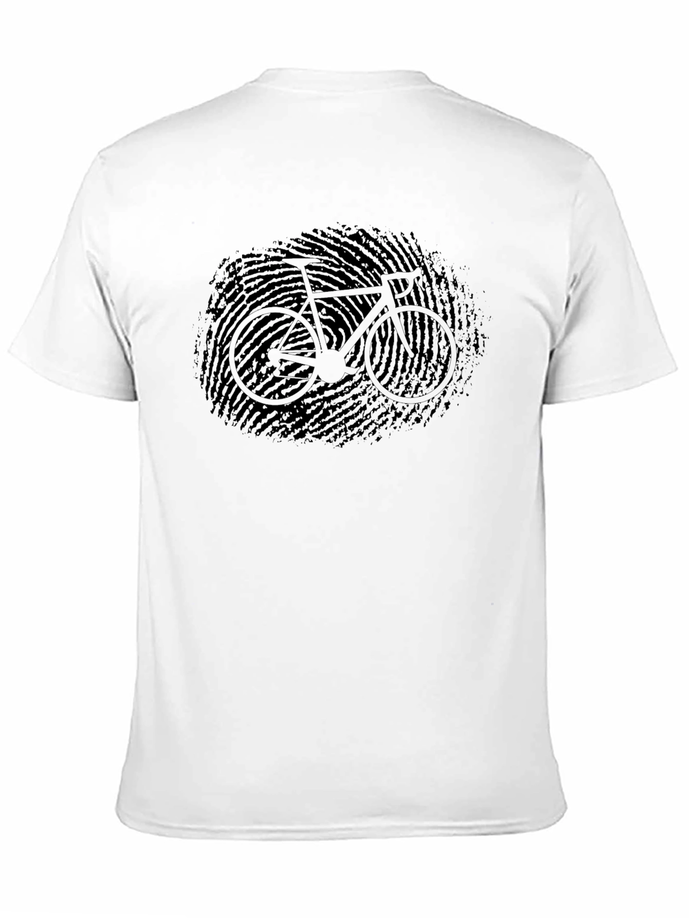Fingerprint Bicycle Graphic Tee - Black Cotton Blend