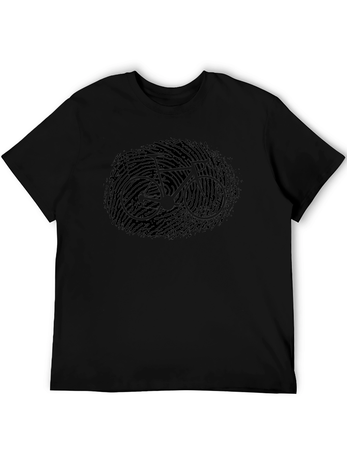 Fingerprint Bicycle Graphic Tee - Black Cotton Blend