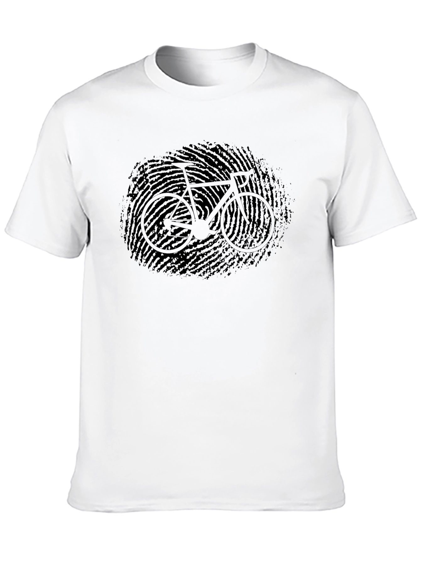 Fingerprint Bicycle Graphic Tee - Black Cotton Blend