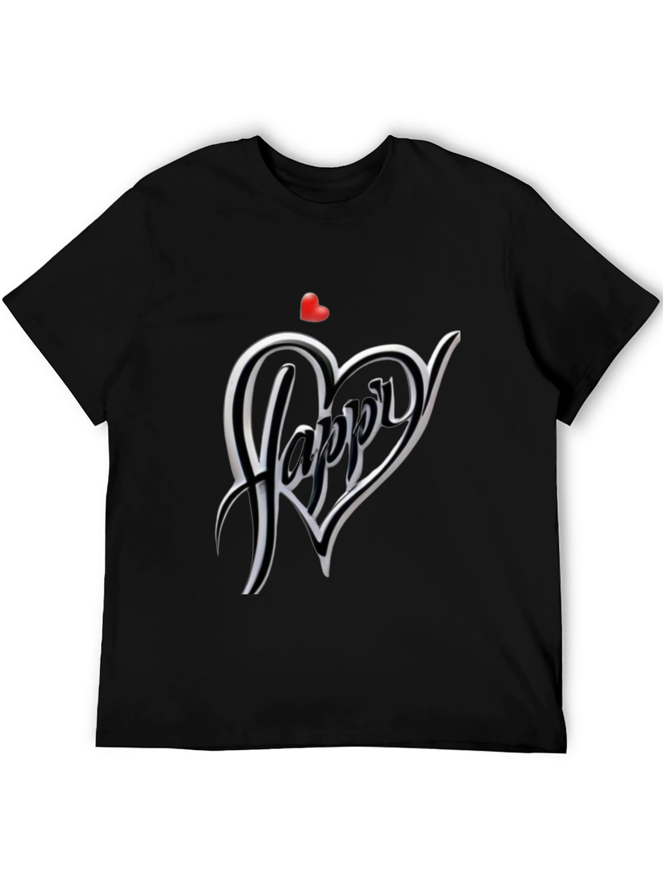 Stylish Black T-Shirt with Heart Graphic