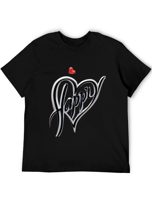 Stylish Black T-Shirt with Heart Graphic