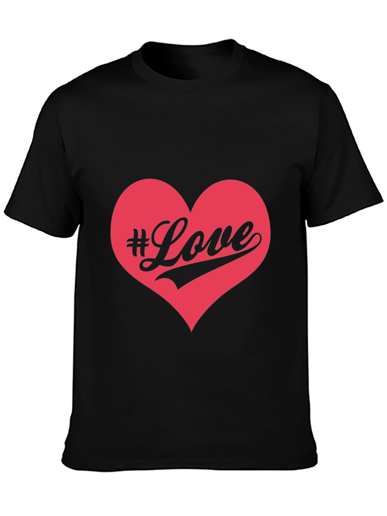 #Love Heart Graphic Black T-Shirt