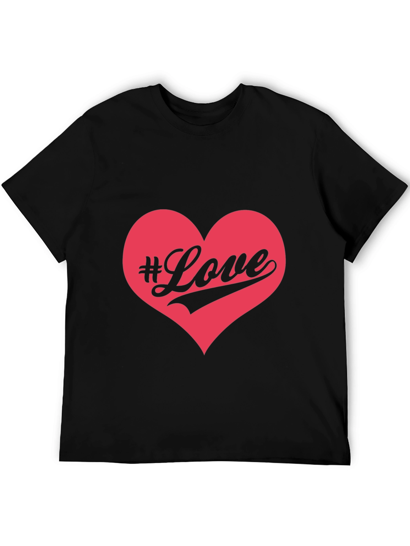 #Love Heart Graphic Black T-Shirt