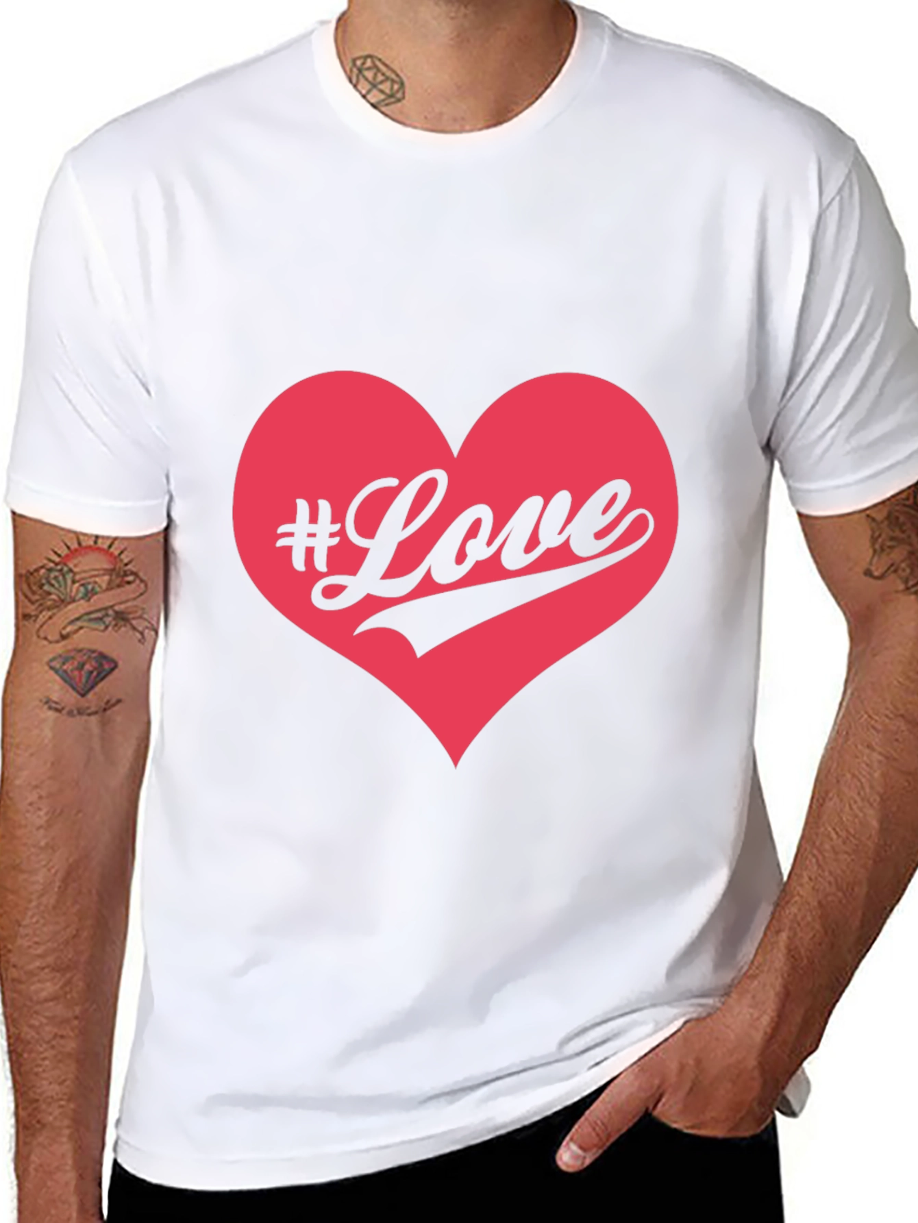 #Love Heart Graphic Black T-Shirt