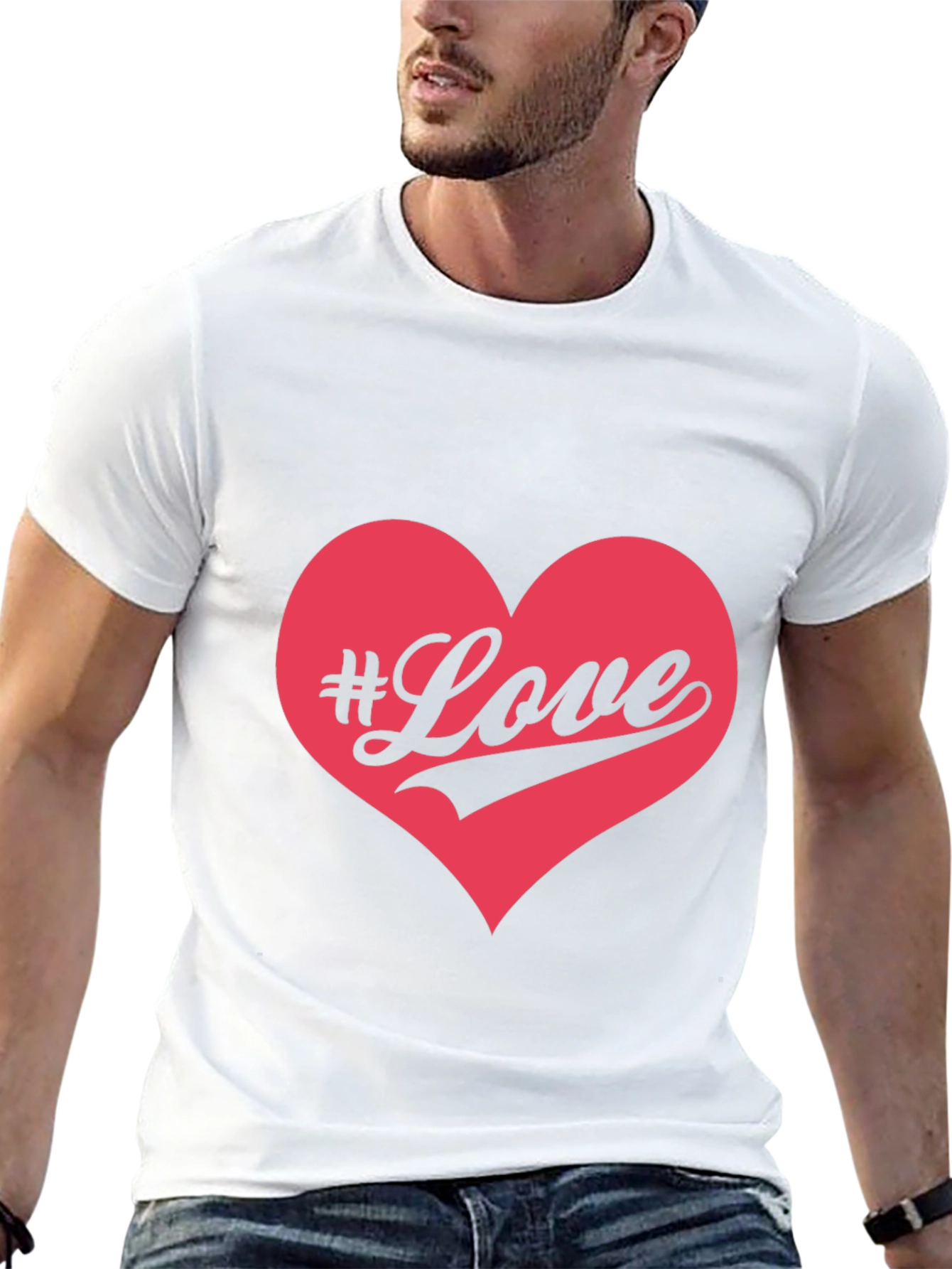 #Love Heart Graphic Black T-Shirt