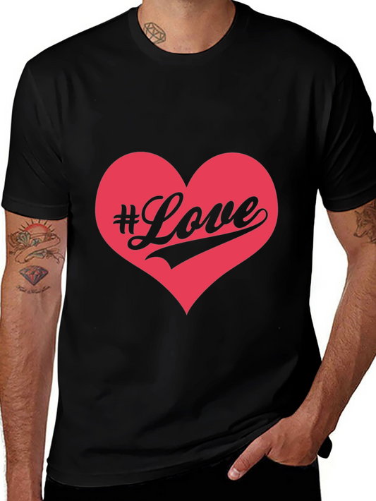 #Love Heart Graphic Black T-Shirt