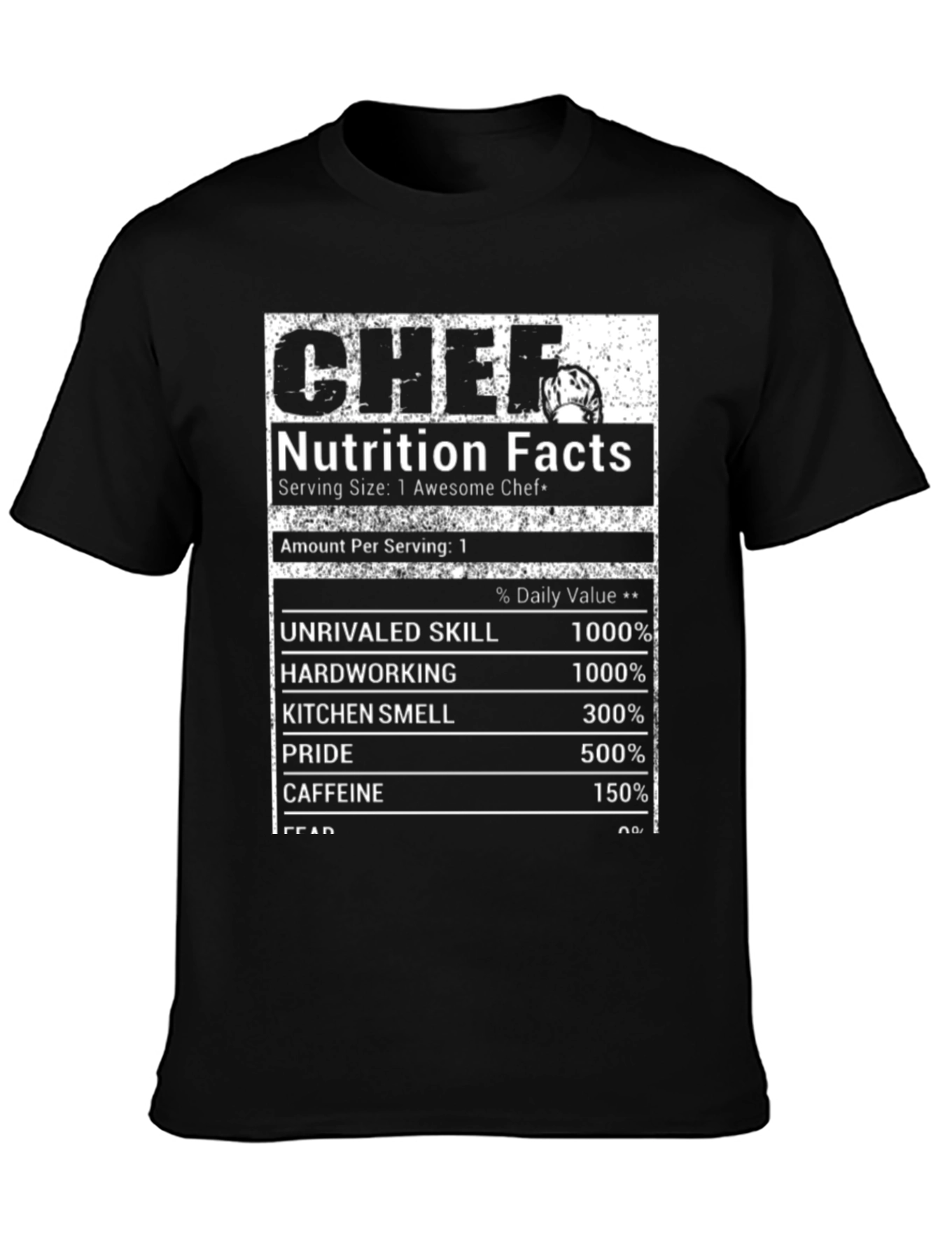 Chef Nutrition Facts Black T-Shirt