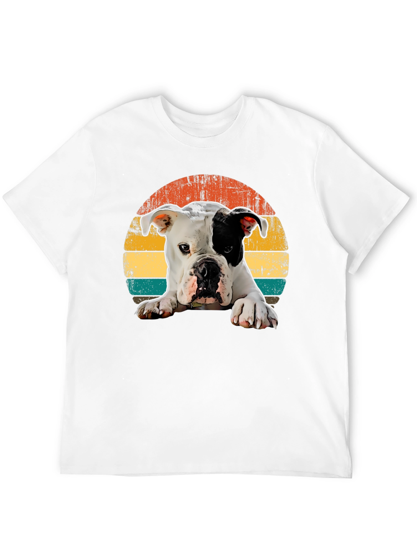 Dog Graphic Tee - Retro Sunset Style