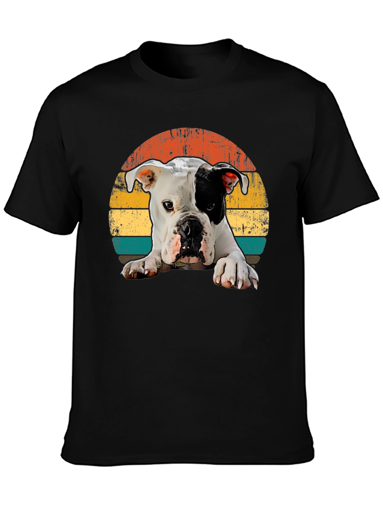Dog Graphic Tee - Retro Sunset Style