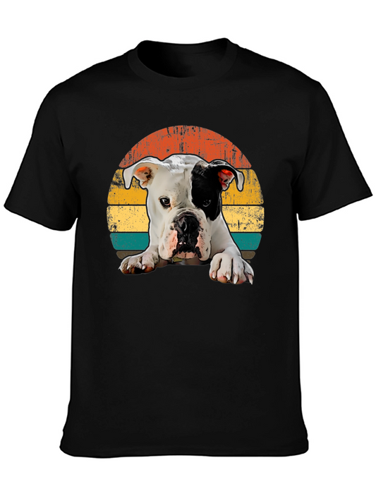 Dog Graphic Tee - Retro Sunset Style