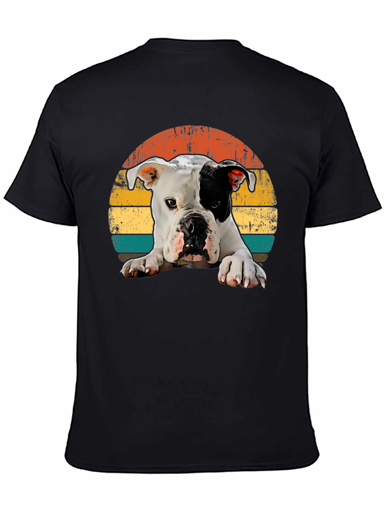 Dog Graphic Tee - Retro Sunset Style