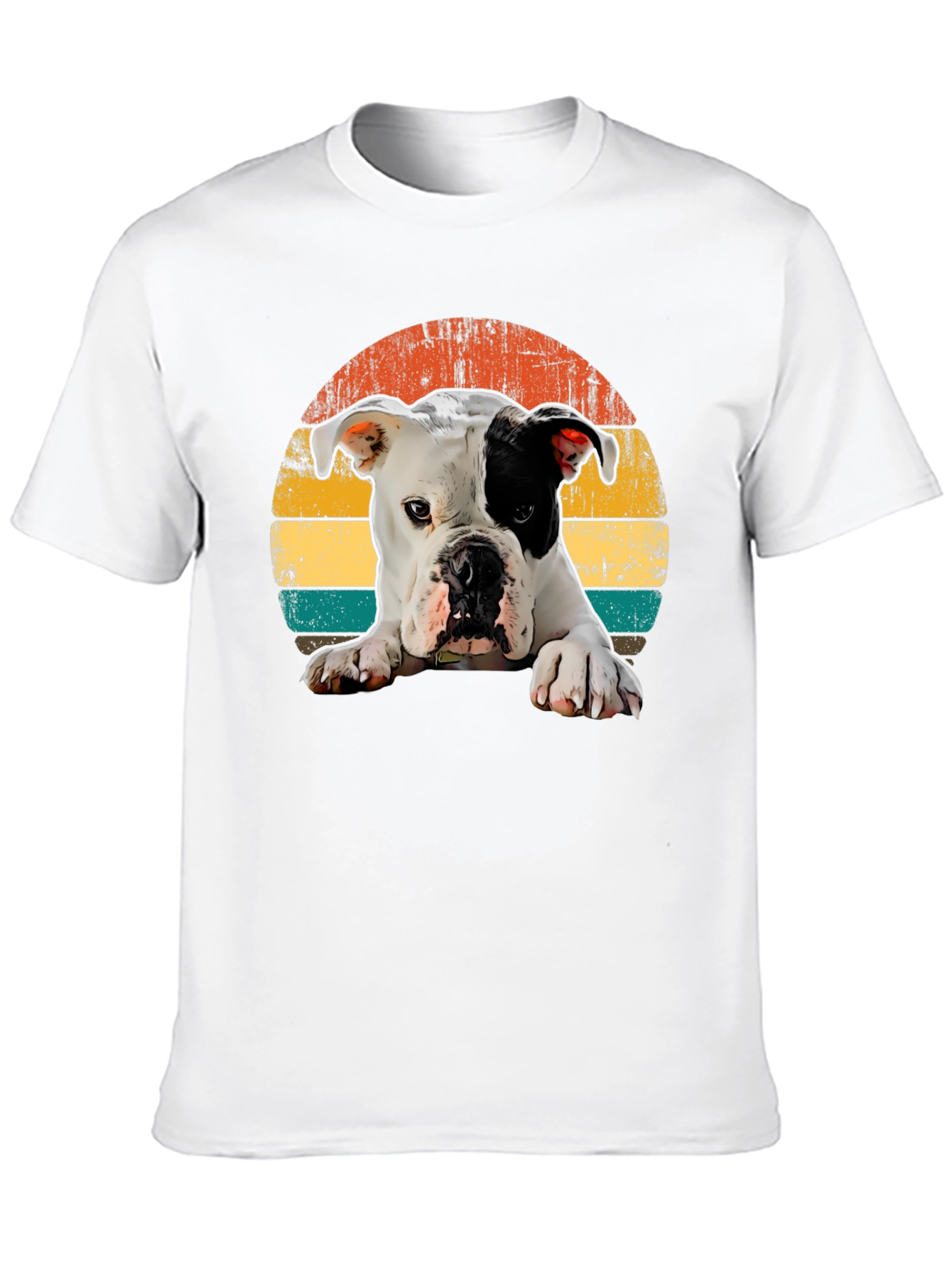 Dog Graphic Tee - Retro Sunset Style
