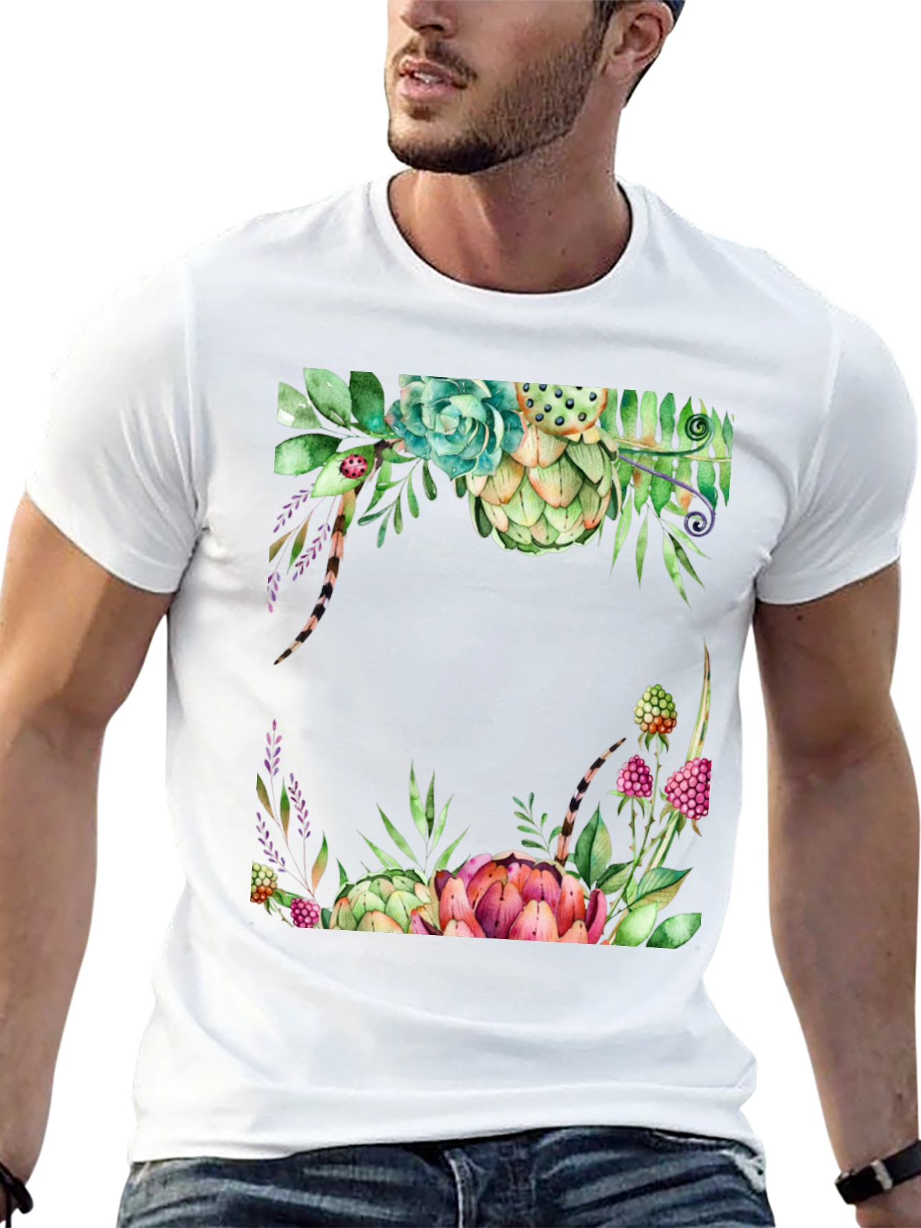 Floral Artichoke T-Shirt - Stylish Botanical Design
