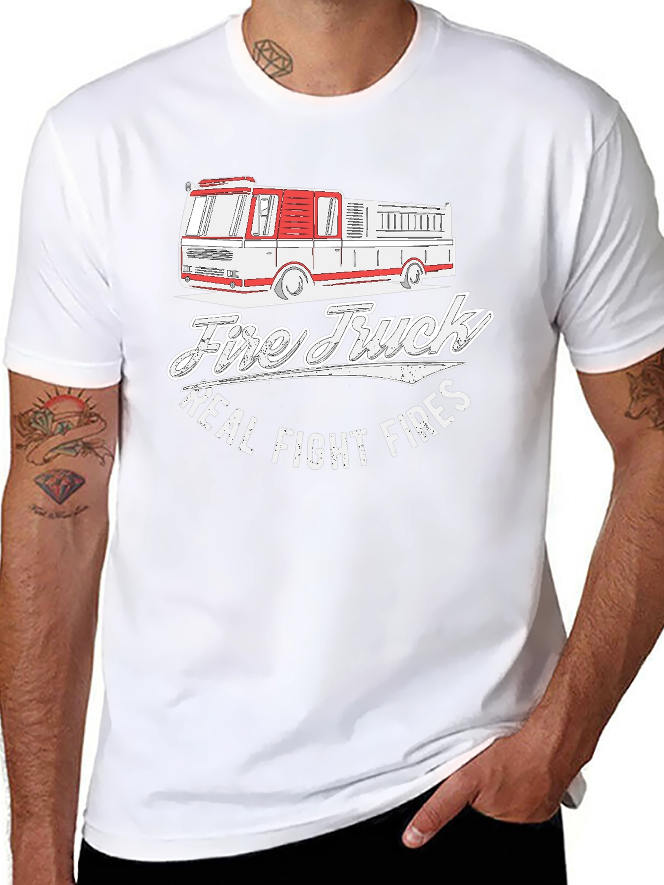 Fire Truck Graphic Tee - Real Fight Fires T-Shirt