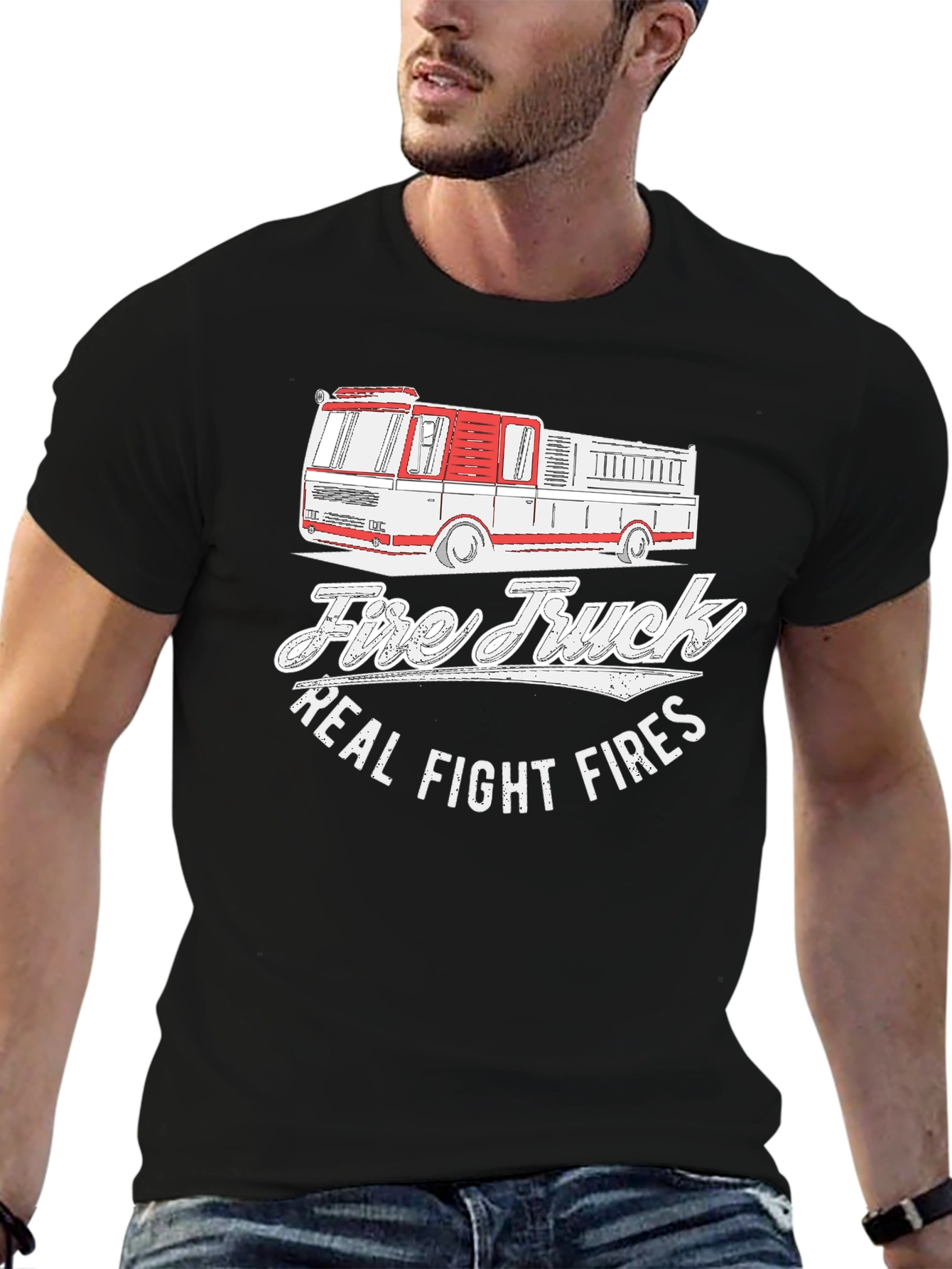 Fire Truck Graphic Tee - Real Fight Fires T-Shirt