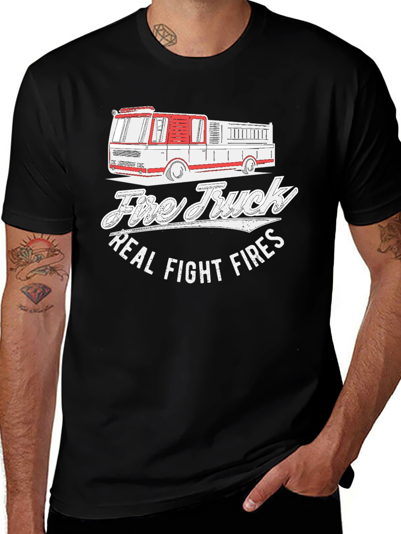 Fire Truck Graphic Tee - Real Fight Fires T-Shirt