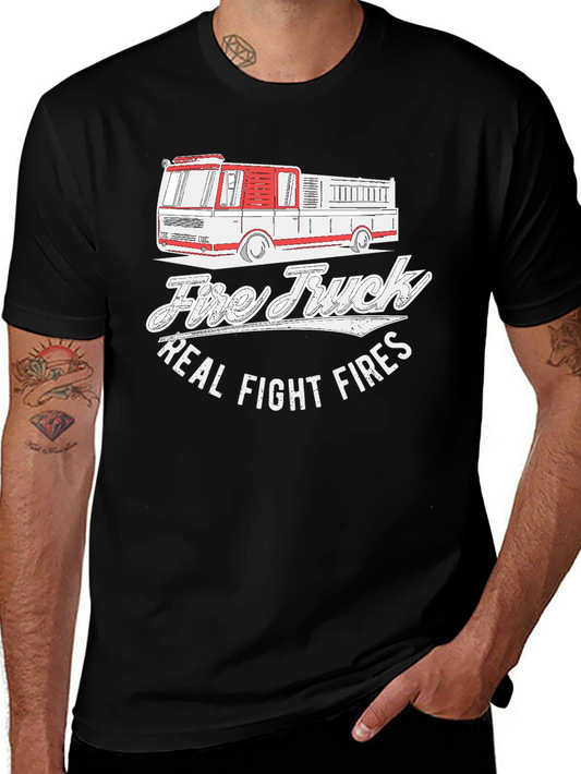 Fire Truck Graphic Tee - Real Fight Fires T-Shirt