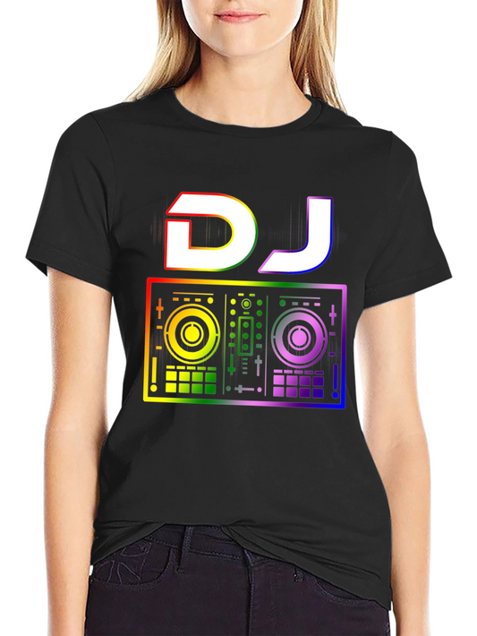 Rainbow DJ Graphic T-Shirt - Black Cotton Tee