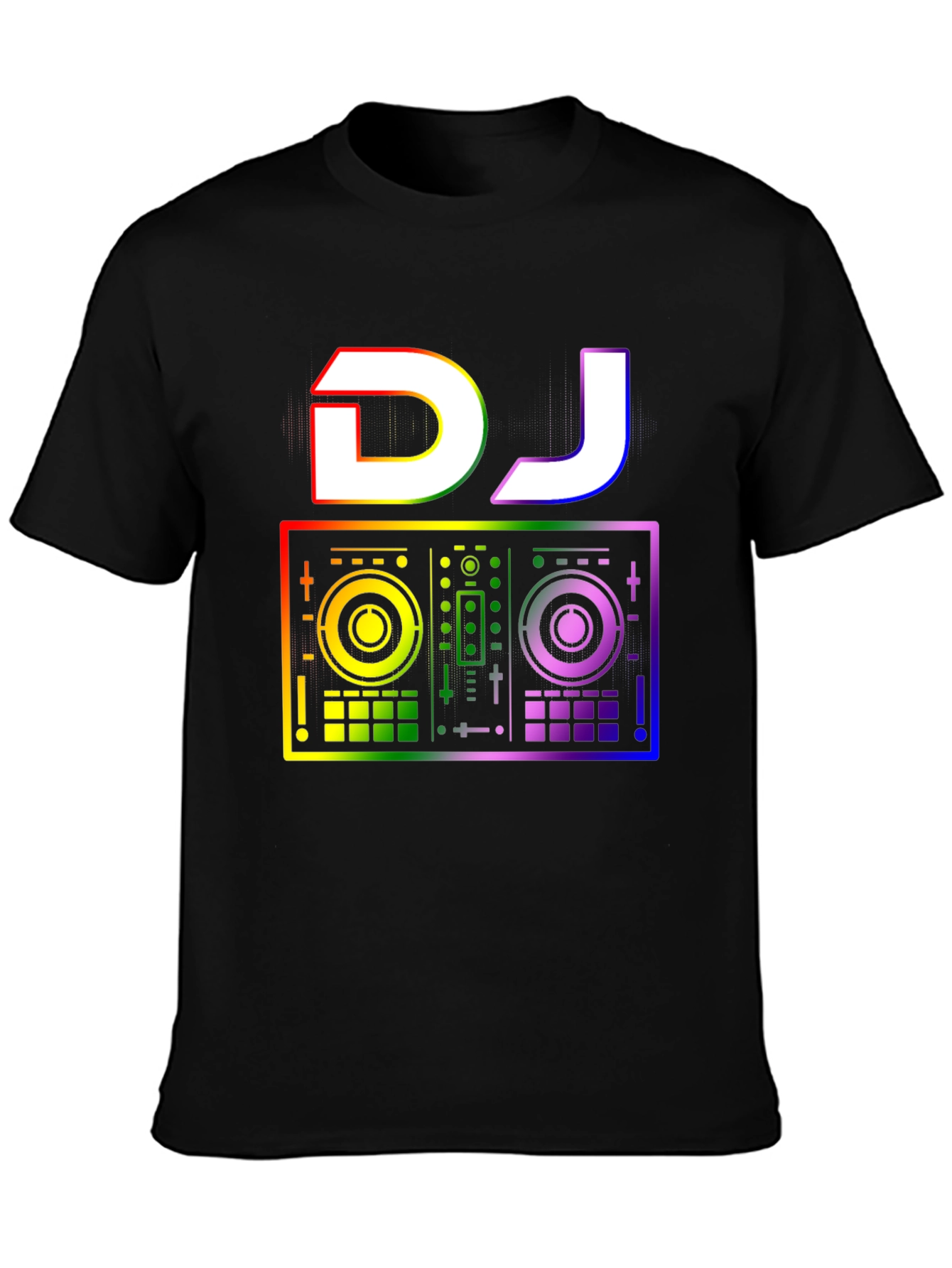 Rainbow DJ Graphic T-Shirt - Black Cotton Tee