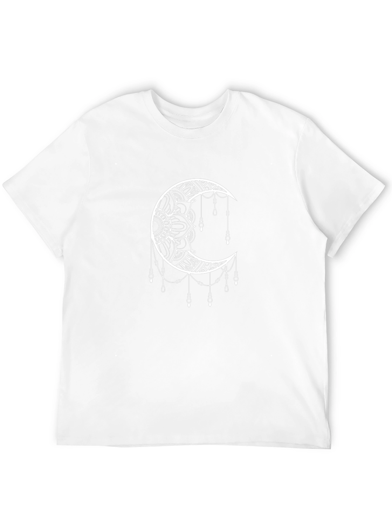 Black T-Shirt with Crescent Moon Mandala Design