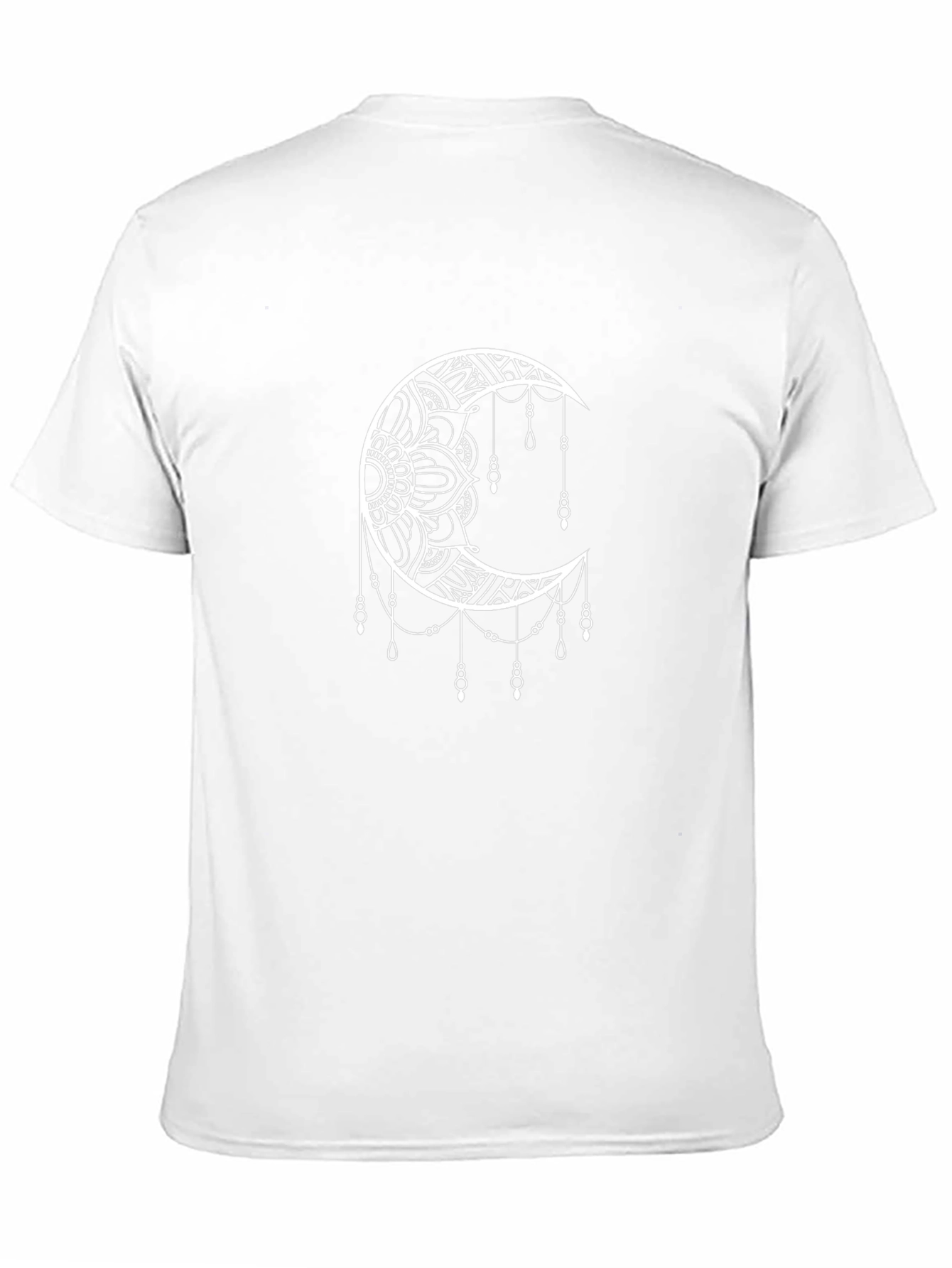 Black T-Shirt with Crescent Moon Mandala Design