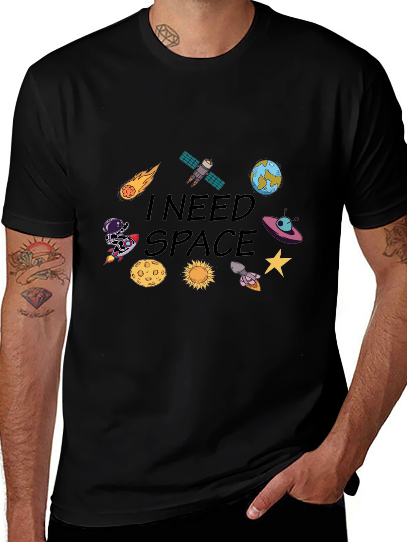 I Need Space Graphic T-Shirt - Mens Black Tee