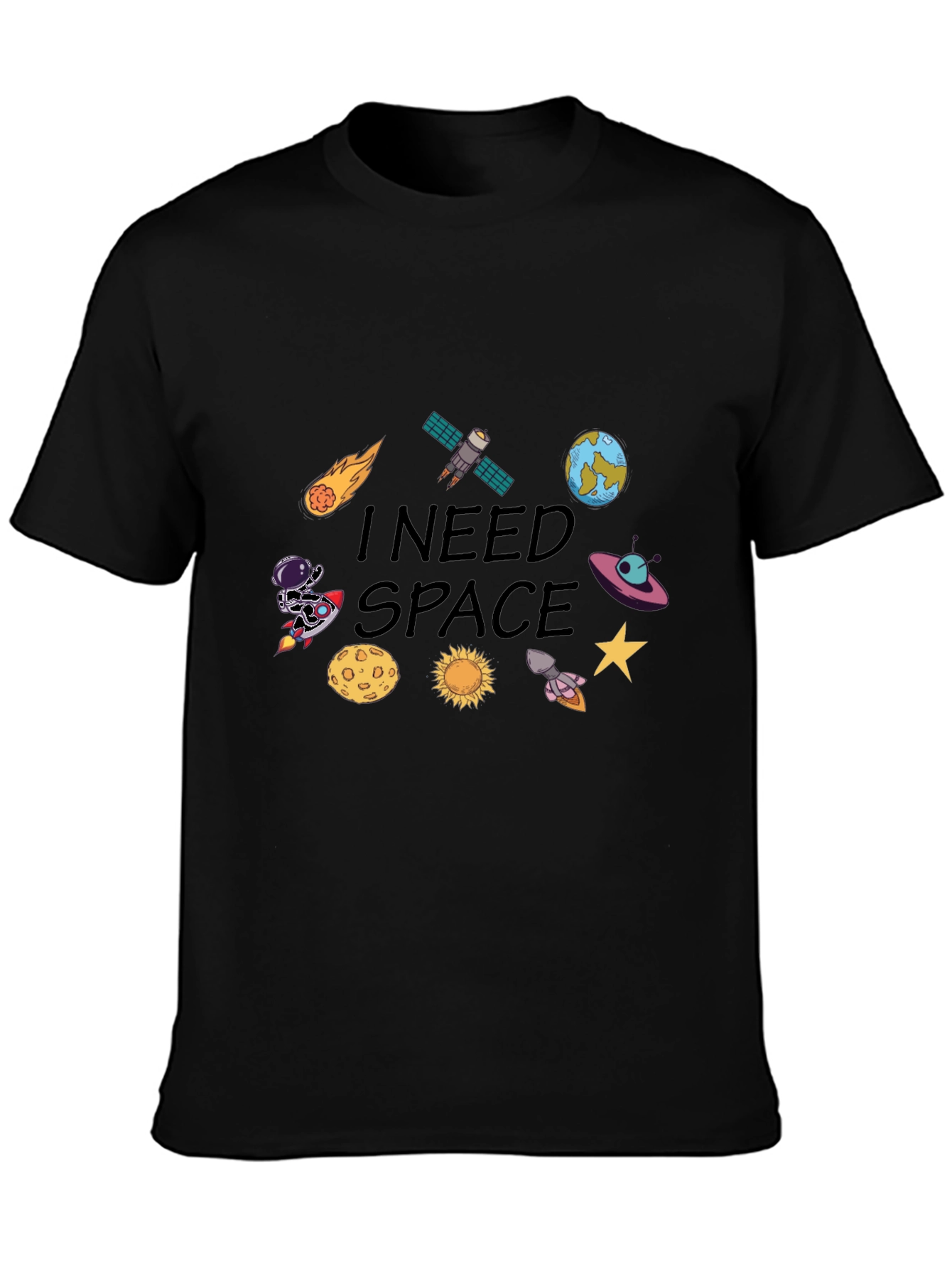 I Need Space Graphic T-Shirt - Mens Black Tee