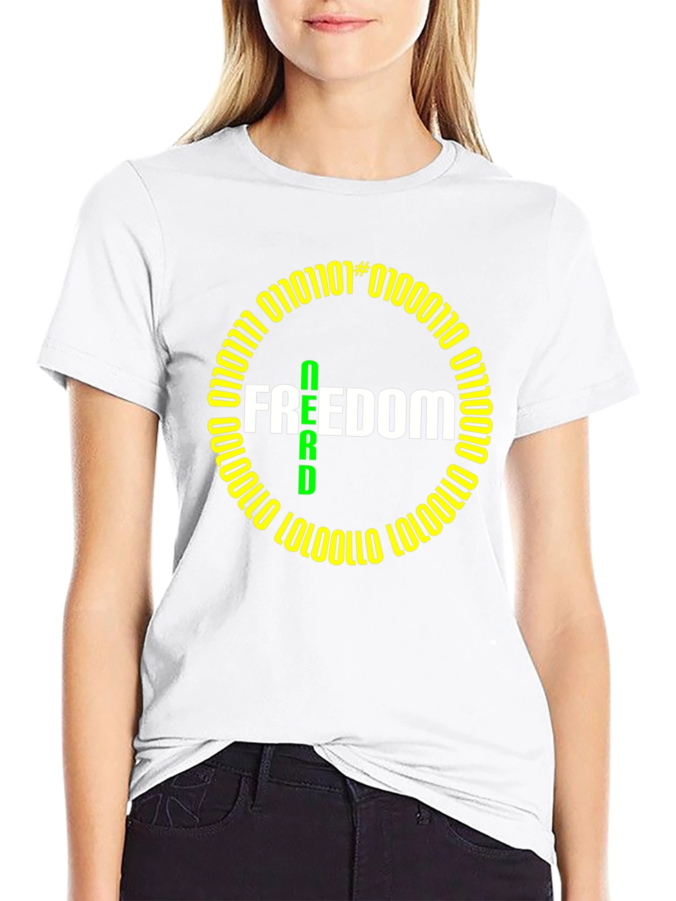 Freedom Nerd Binary Code T-Shirt - Geeky & Stylish