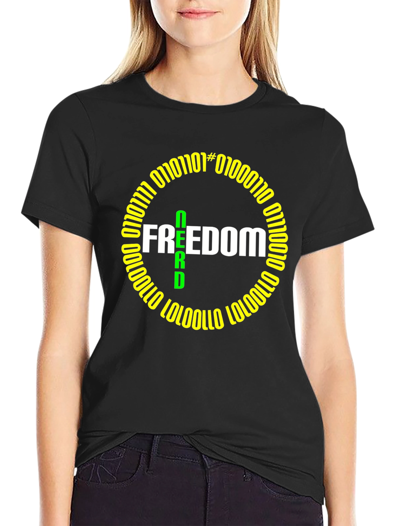 Freedom Nerd Binary Code T-Shirt - Geeky & Stylish
