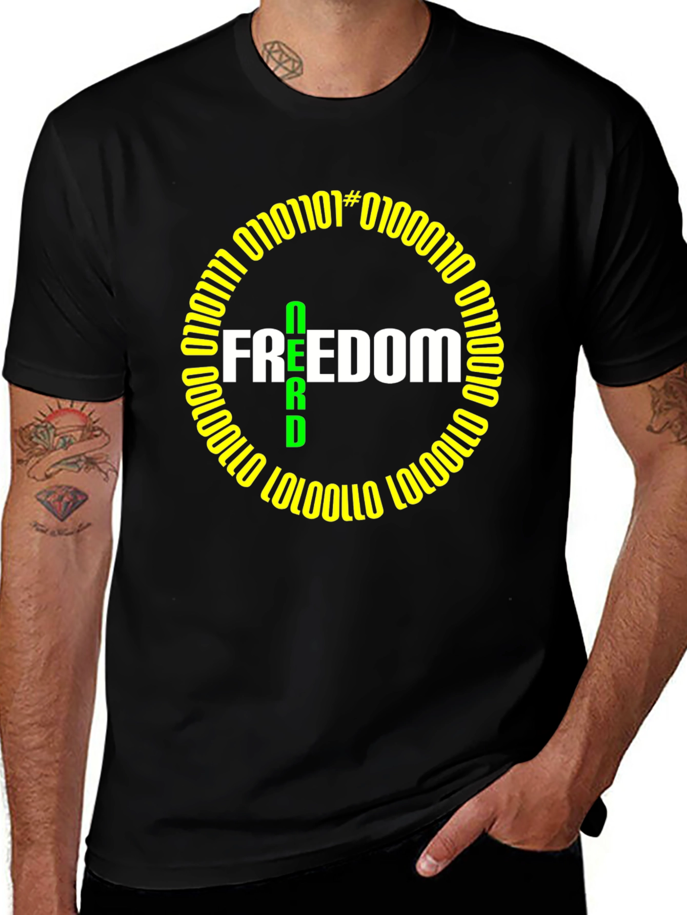 Freedom Nerd Binary Code T-Shirt - Geeky & Stylish