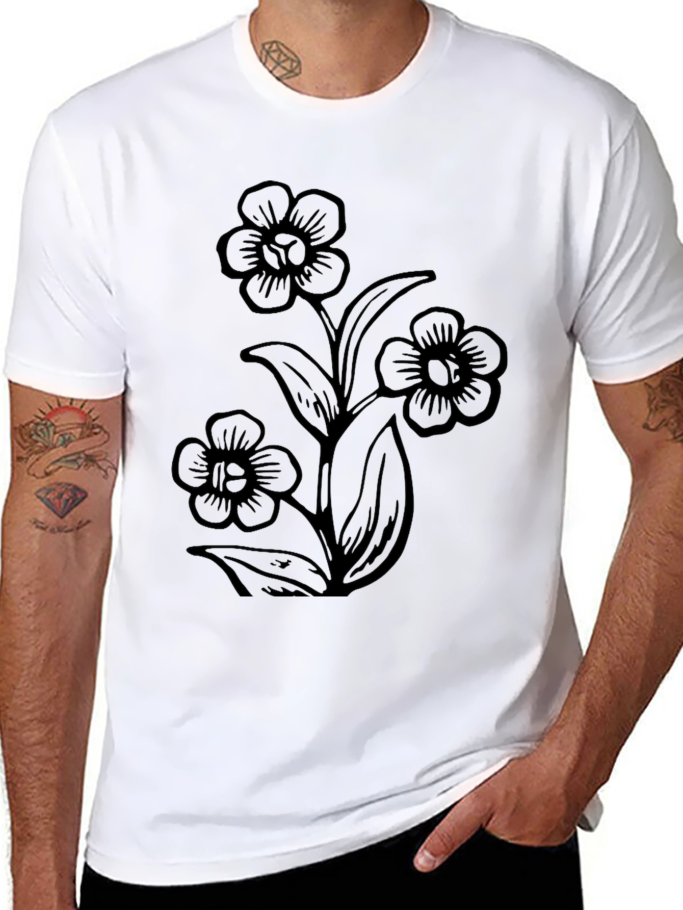 Black Flower Graphic Tee
