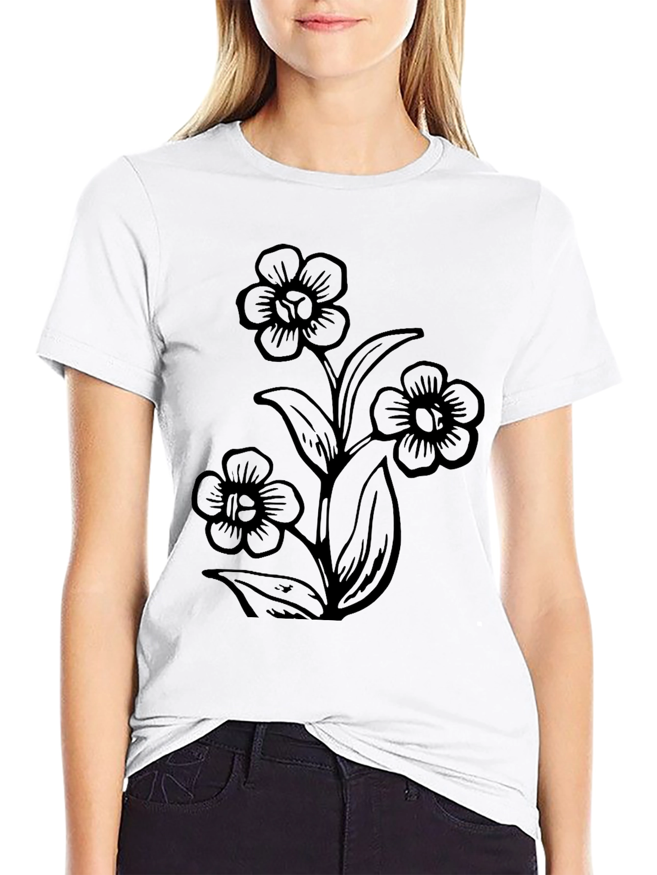 Black Flower Graphic Tee