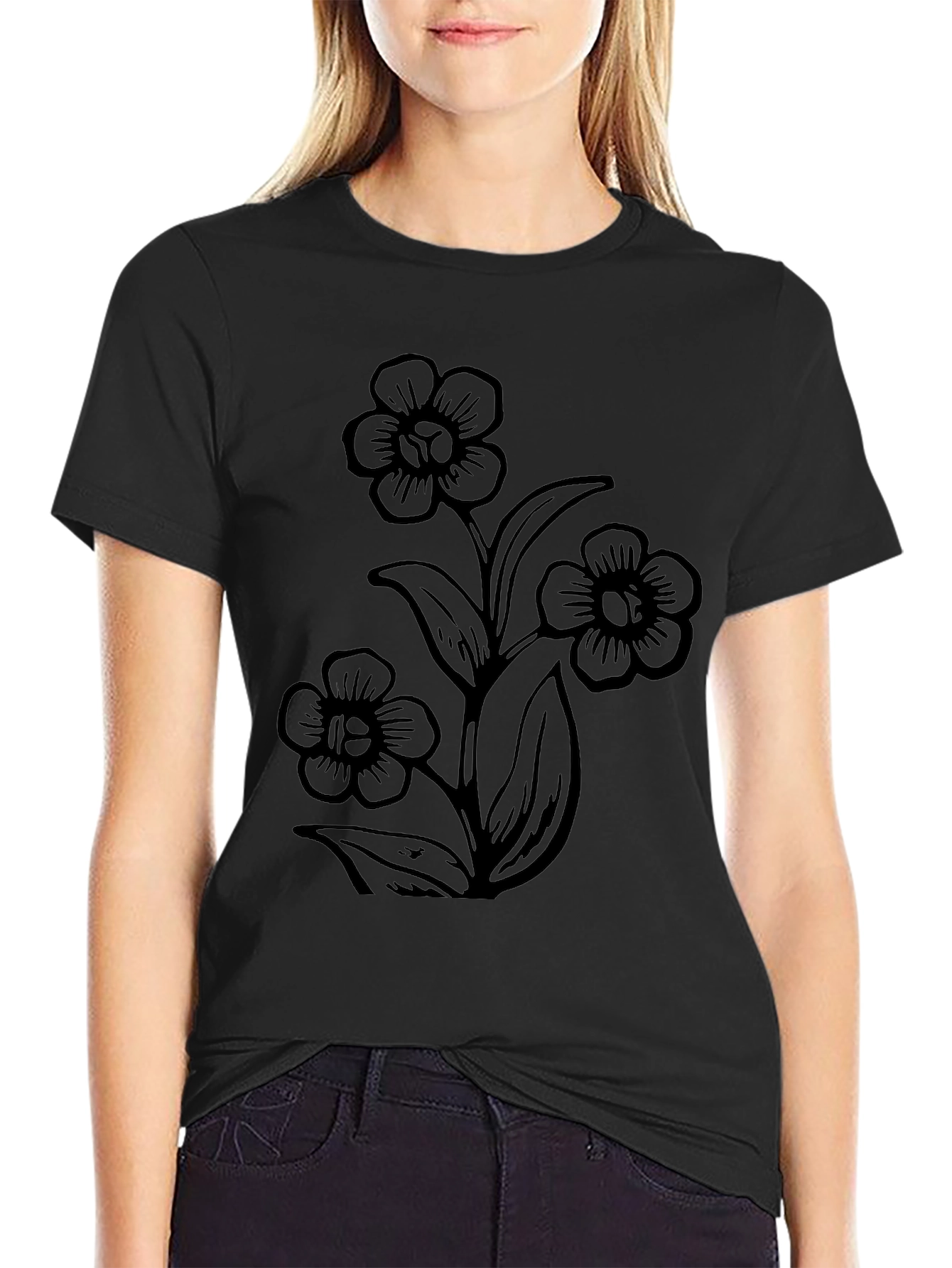 Black Flower Graphic Tee