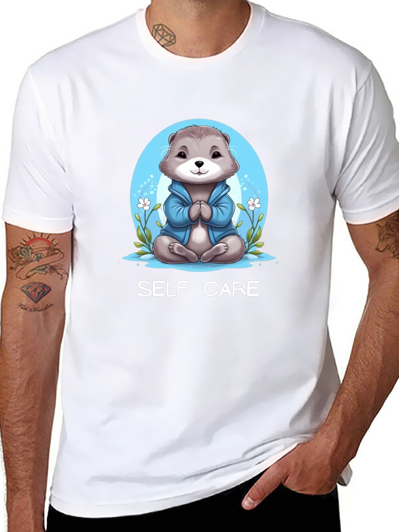 Self Care Otter Graphic Tee - Relax & Recharge