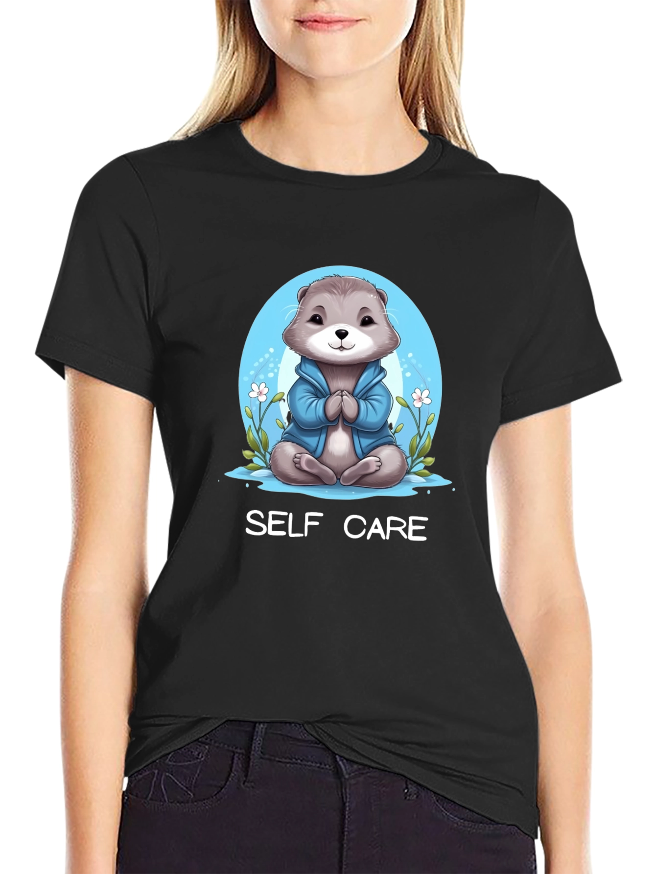 Self Care Otter Graphic Tee - Relax & Recharge