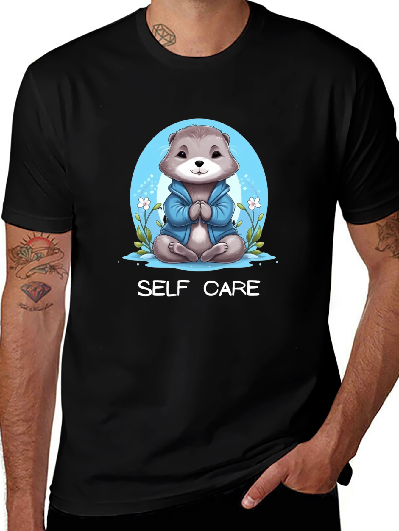 Self Care Otter Graphic Tee - Relax & Recharge