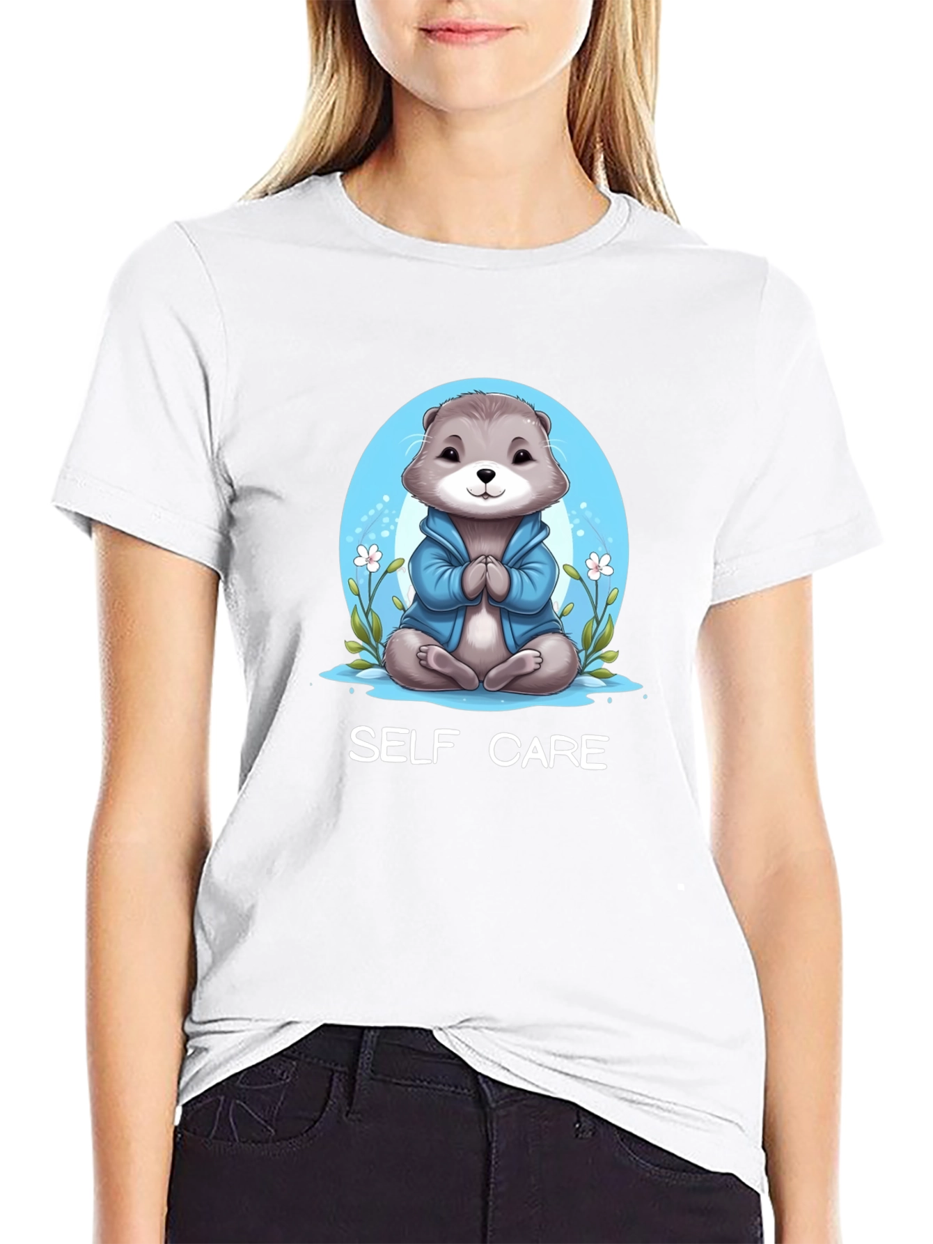 Self Care Otter Graphic Tee - Relax & Recharge