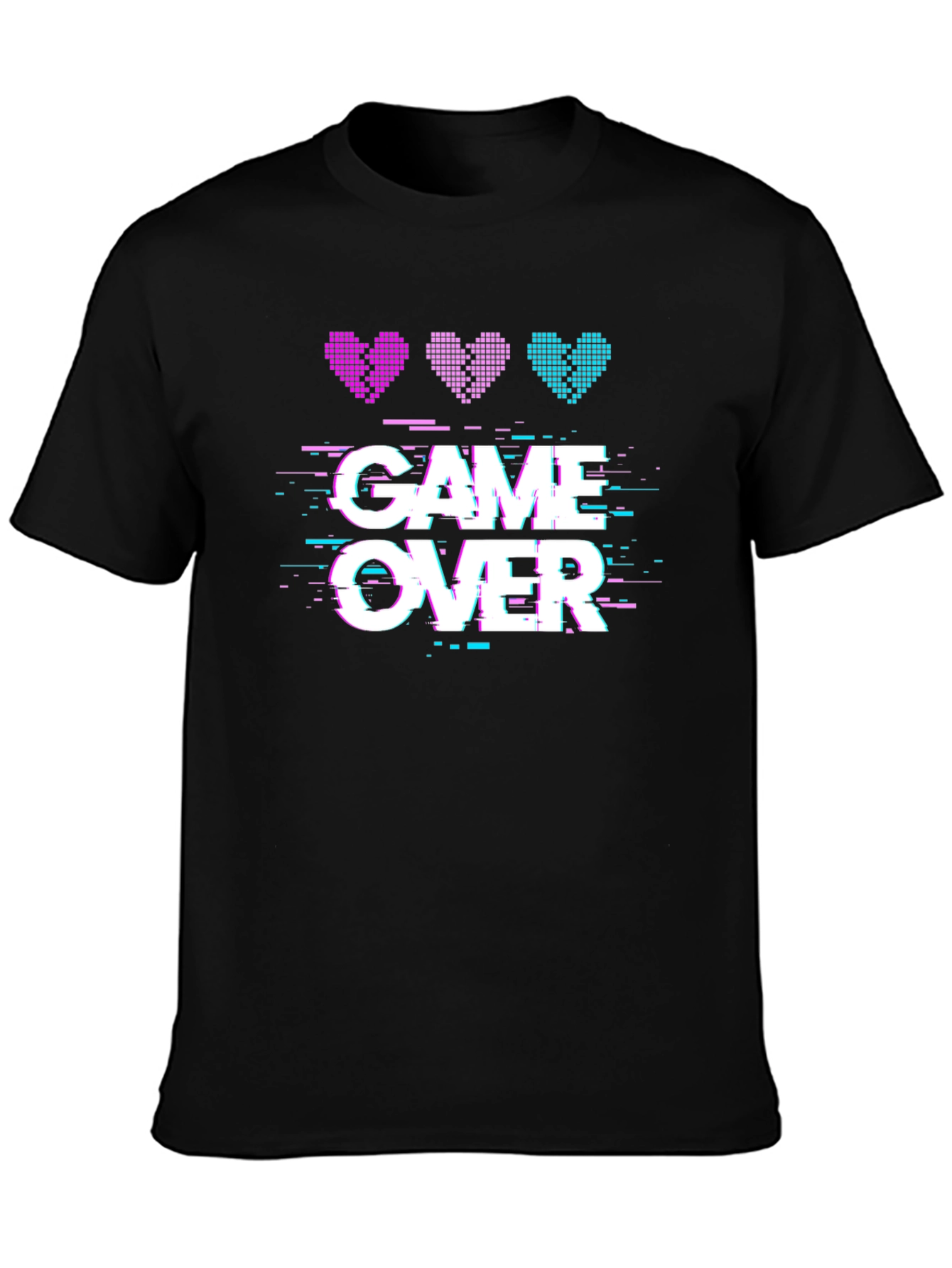 Game Over Pixel Hearts Graphic T-Shirt