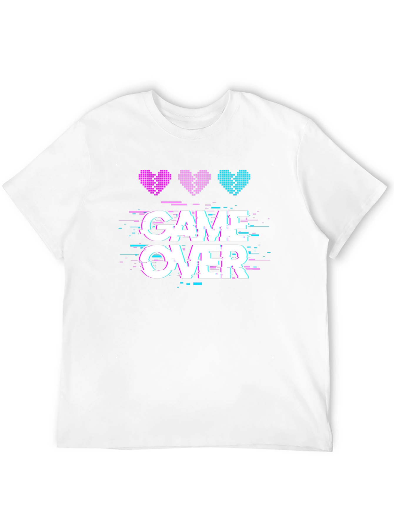 Game Over Pixel Hearts Graphic T-Shirt